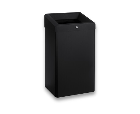 49-litre waste bin with open lid, R1 series / matt black stainless steel