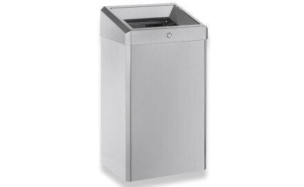 49-litre waste bin with open lid, R1 series / brushed stainless steel