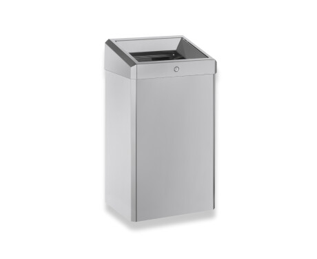 49-litre waste bin with open lid, R1 series / brushed stainless steel