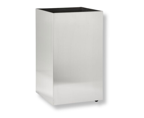 60-litre square under-counter waste bin on castors / brushed stainless steel