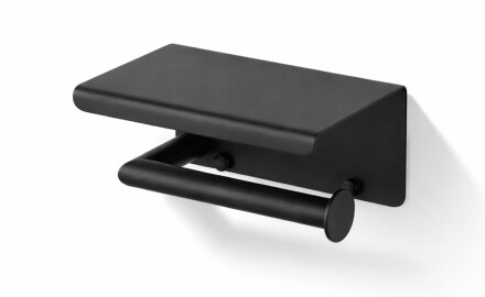 Toilet roll holder / with shelf / matt black