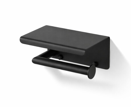 Toilet roll holder / with shelf / matt black