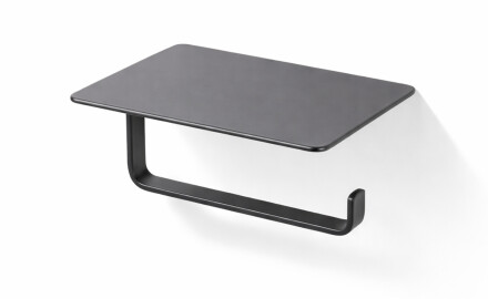 Toilet roll holder / with shelf / matt black