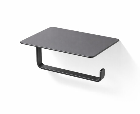Toilet roll holder / with shelf / matt black
