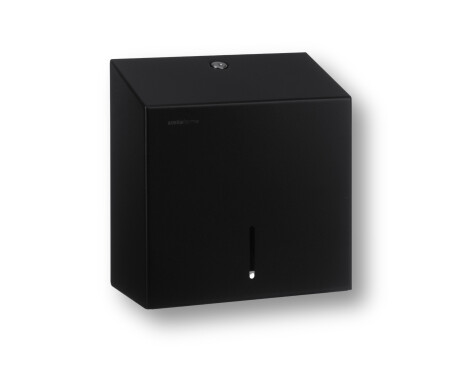 Square toilet roll holder for rolls up to Ø19 cm – R1 series / matt black stainless steel