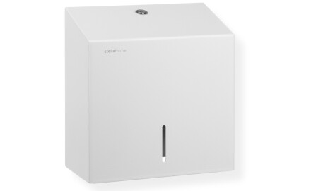 Square toilet roll holder for rolls up to Ø19 cm – R1 series / matt white stainless steel