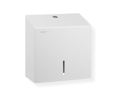 Square toilet roll holder for rolls up to Ø19 cm – R1 series / matt white stainless steel
