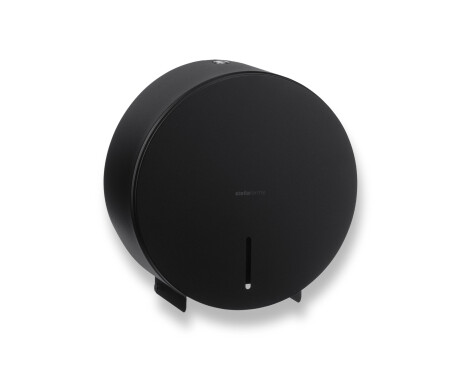 Round toilet roll holder for rolls up to Ø 19 cm – R1 series / matt black stainless steel