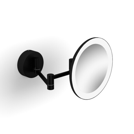 3x magnifying make-up mirror, round, with LED lighting (warm/cool colour), tiltable, double-jointed arm / matt black #1