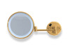 3x magnifying make-up mirror, round, with neutral-colour LED lighting, tiltable, double-jointed arm / glossy gold