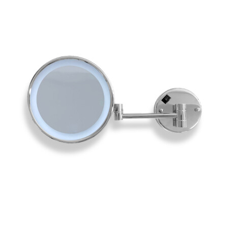 3x magnifying make-up mirror, round, with neutral-colour LED lighting, tiltable, double-jointed arm / chrome #1