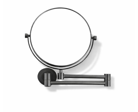 Make-up mirror – straight / 3x magnification, round, tilting, double-jointed arm / matt black