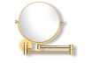 Make-up mirror – straight / 3x magnification, round, tilting, double-jointed arm / glossy gold