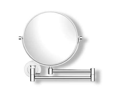 Make-up mirror – straight / 3x magnification, round, tilting, double-jointed arm / chrome