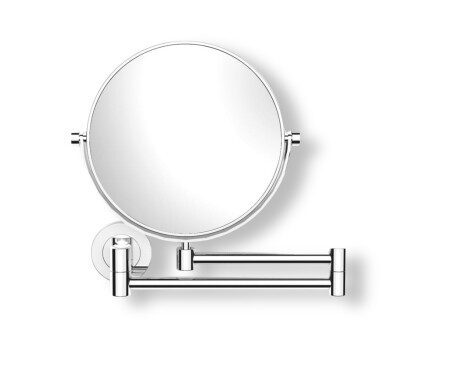 Make-up mirror – straight / 5x magnification, round, tilting, double-jointed arm / chrome
