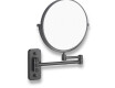 Make-up mirror – straight / 3x magnification, round, tilting, double-jointed arm / matt black