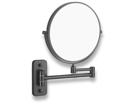 Make-up mirror – straight / 3x magnification, round, tilting, double-jointed arm / matt black