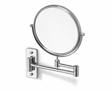 Make-up mirror – straight / 3x magnification, round, tilting, double-jointed arm / chrome