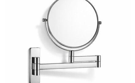 Make-up mirror – straight / 3x magnification, round, tilting, double-jointed arm / chrome