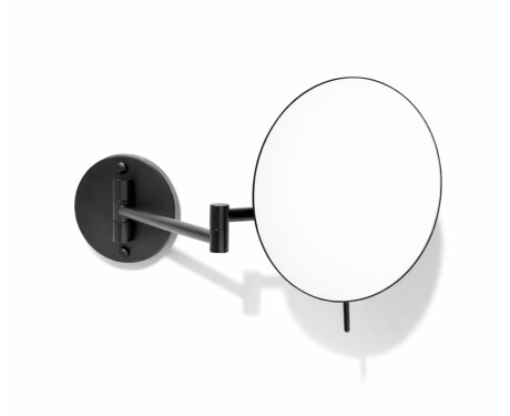 3x magnifying make-up mirror, round, tilting, with a double-jointed arm / matt black