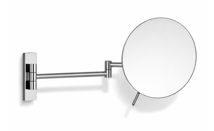 3x magnifying make-up mirror, round, tilting, with a double-jointed arm / chrome