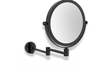 Make-up mirror – straight / 3x magnification, round, tilting, double-jointed arm / matt black