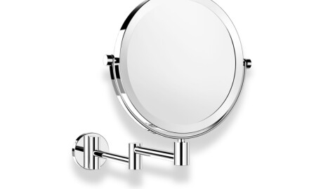 Make-up mirror – straight / 3x magnification, round, tilting, double-jointed arm / chrome
