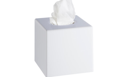 Tissue dispenser – cube-shaped / glossy white ABS