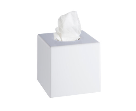Tissue dispenser – cube-shaped / glossy white ABS