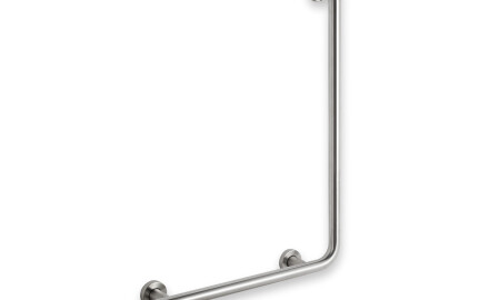 Support handrail for people with disabilities, Ø32 STANDARD type L, 55 x 77 (left-hand) / brushed stainless steel