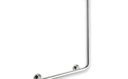 Support handrail for people with disabilities, Ø32 STANDARD type L, 55 x 77 (left-hand) / polished stainless steel