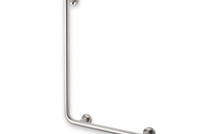 Support handrail for people with disabilities, Ø32 STANDARD type L, 55 x 77 (right-hand) / brushed stainless steel