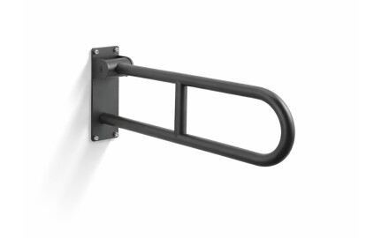 Support handrail for people with disabilities, Ø32, curved, tilting, STANDARD – 60 cm / stainless steel, matt black