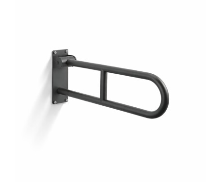 Support handrail for people with disabilities, Ø32, curved, tilting, STANDARD – 60 cm / stainless steel, matt black