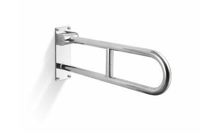 Support handrail for people with disabilities, Ø32, curved, tilting, STANDARD – 60 cm / polished stainless steel