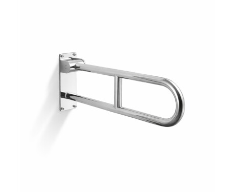 Support handrail for people with disabilities, Ø32, curved, tilting, STANDARD – 60 cm / polished stainless steel