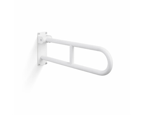 Support handrail for people with disabilities, Ø32, curved, tilting, STANDARD – 60 cm / stainless steel, matt white