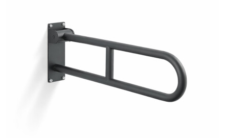 Support handrail for people with disabilities, Ø32, curved, tilting, STANDARD – 70 cm / stainless steel, matt black