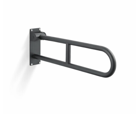 Support handrail for people with disabilities, Ø32, curved, tilting, STANDARD – 70 cm / stainless steel, matt black