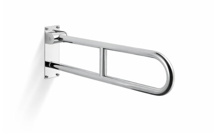 Support handrail for people with disabilities, Ø32, curved, tilting, STANDARD – 70 cm / polished stainless steel