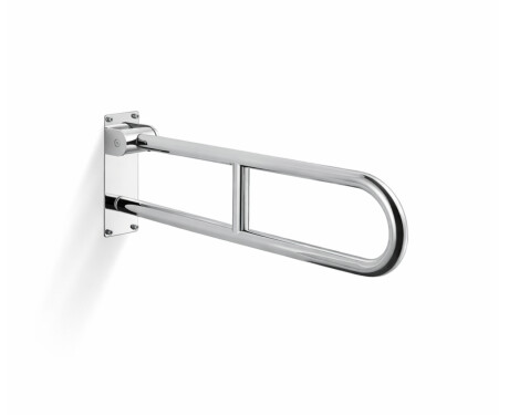 Support handrail for people with disabilities, Ø32, curved, tilting, STANDARD – 70 cm / polished stainless steel