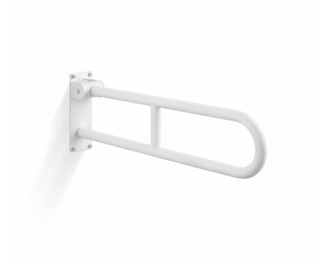 Support handrail for people with disabilities, Ø32, curved, tilting, STANDARD – 70 cm / stainless steel, matt white