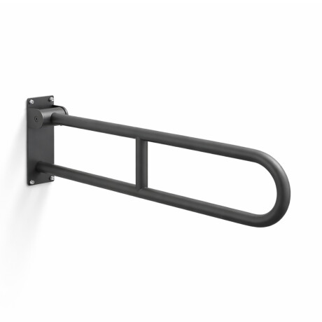 Support handrail for people with disabilities, Ø32, curved, tilting, STANDARD – 80 cm / matt black stainless steel #1