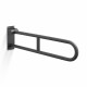 Support handrail for people with disabilities, Ø32, curved, tilting, STANDARD – 80 cm / matt black stainless steel #1