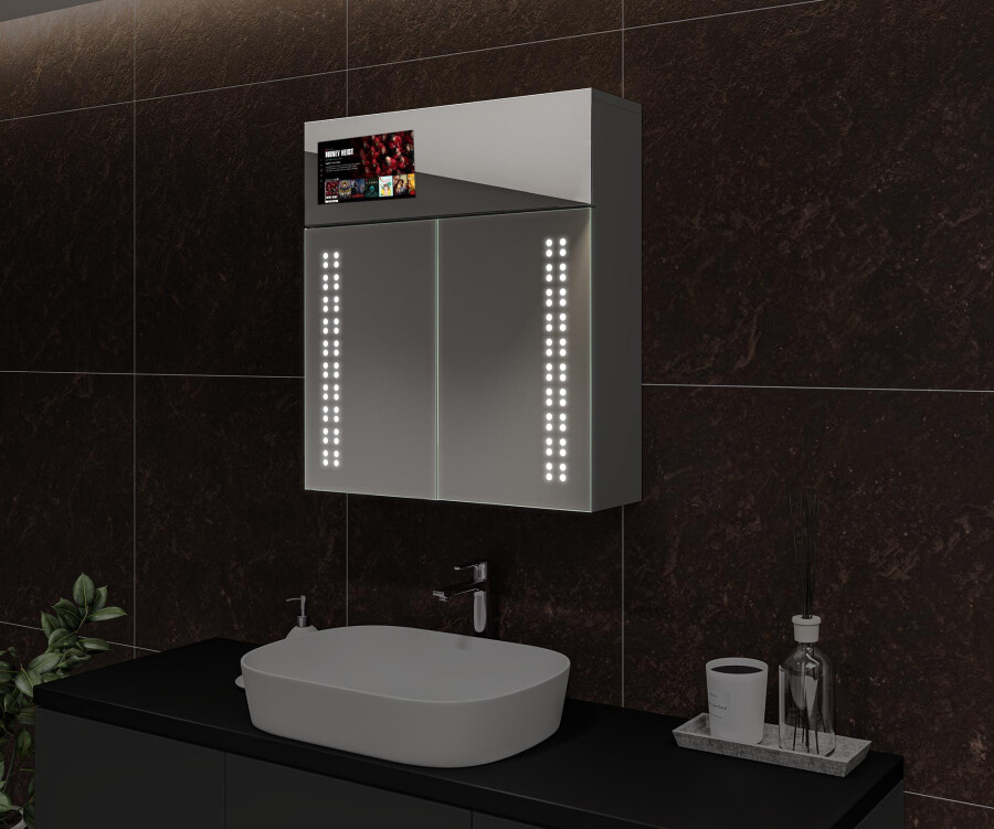 Battery mirror cabinet discount