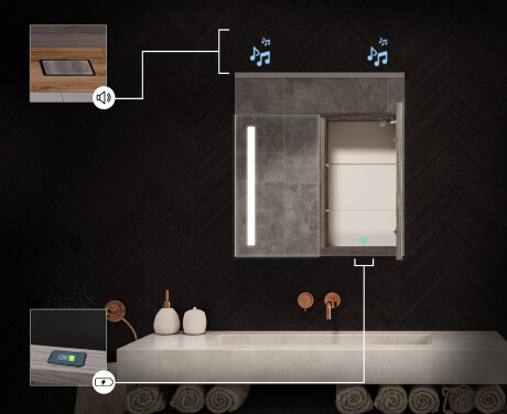 LED Illuminated Mirror Cabinet - L02 Emily 66,5 x 72cm #6