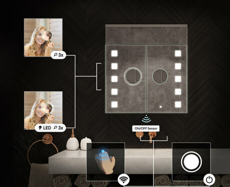 LED Illuminated Mirror Cabinet - L03 Emily 66,5 x 72cm #5