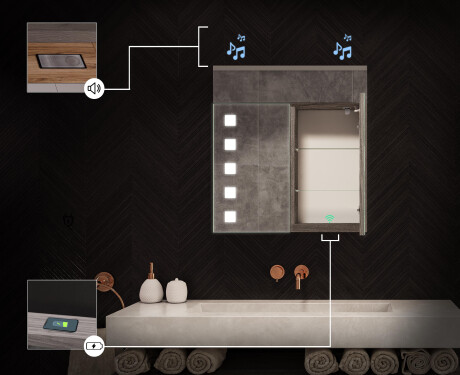 LED Illuminated Mirror Cabinet - L03 Emily 66,5 x 72cm #7