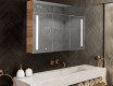 Wall-mounted bathroom cabinet with LED mirror L02 Emily 100 x 72 cm in Ancient Oak color