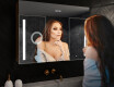 Wall-mounted bathroom cabinet with LED mirror L02 Emily 100 x 72 cm in Ancient Oak color #9